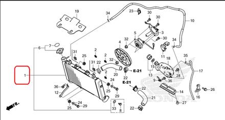 19010-MKN-T51. RADIATOR COMP. (T.RAD). Radiator for Honda CB650R 2019-2023