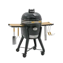 Керамический угольный гриль Monolith Two.55, 43 см, с ножками и столиками, чёрный