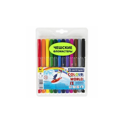 Фломастеры 12цв. CENTROPEN "Colour World", круглые, смываемые, 7550/12TP, 7 7550 1284