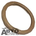 Оплетка на руль круглая Coolpart MAXIMAL (37*38) к/з бежевый/беж шов РОМБ R-01-BGBG