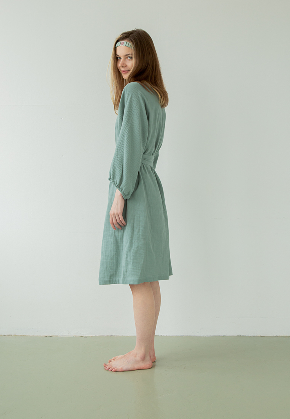 Халат Luxberry Муслин и комфорт пыльно-бирюзовый