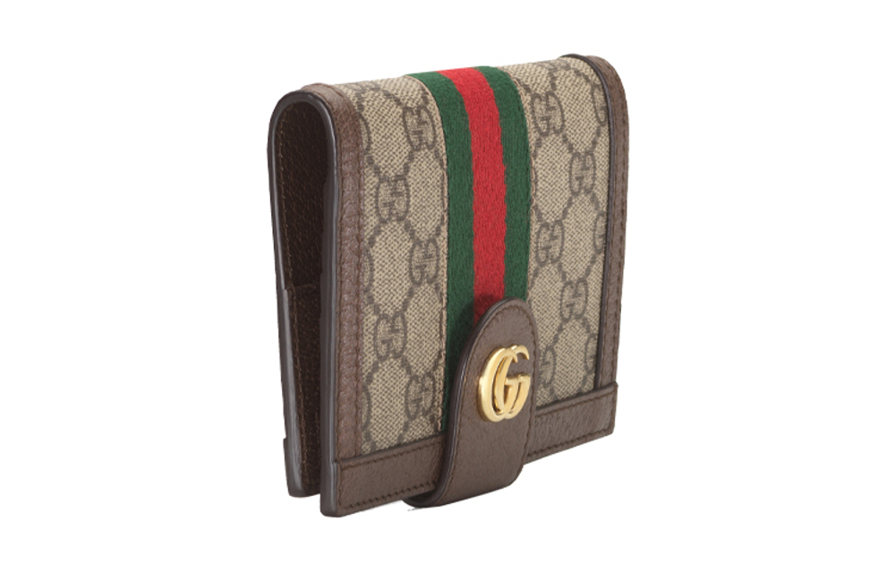 GUCCI Canvas With Leather Passport Holder Unisex Ebony/Brown
