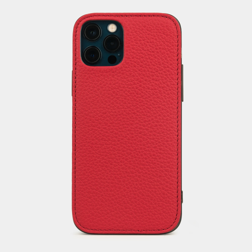 Чехол-накладка для iPhone 12 Pro Max из кожи теленка красного цвета