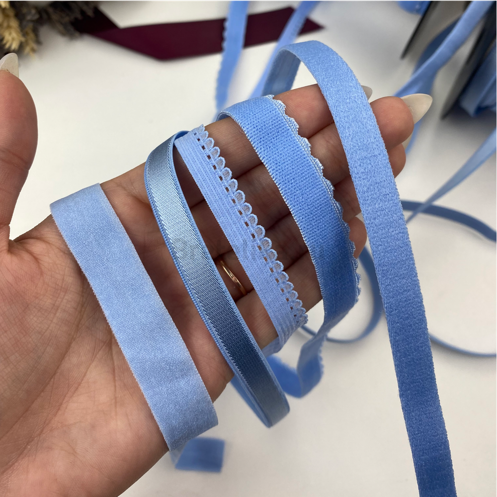 Отделочная резинка ажурная голубая 10 мм, цв. 3090