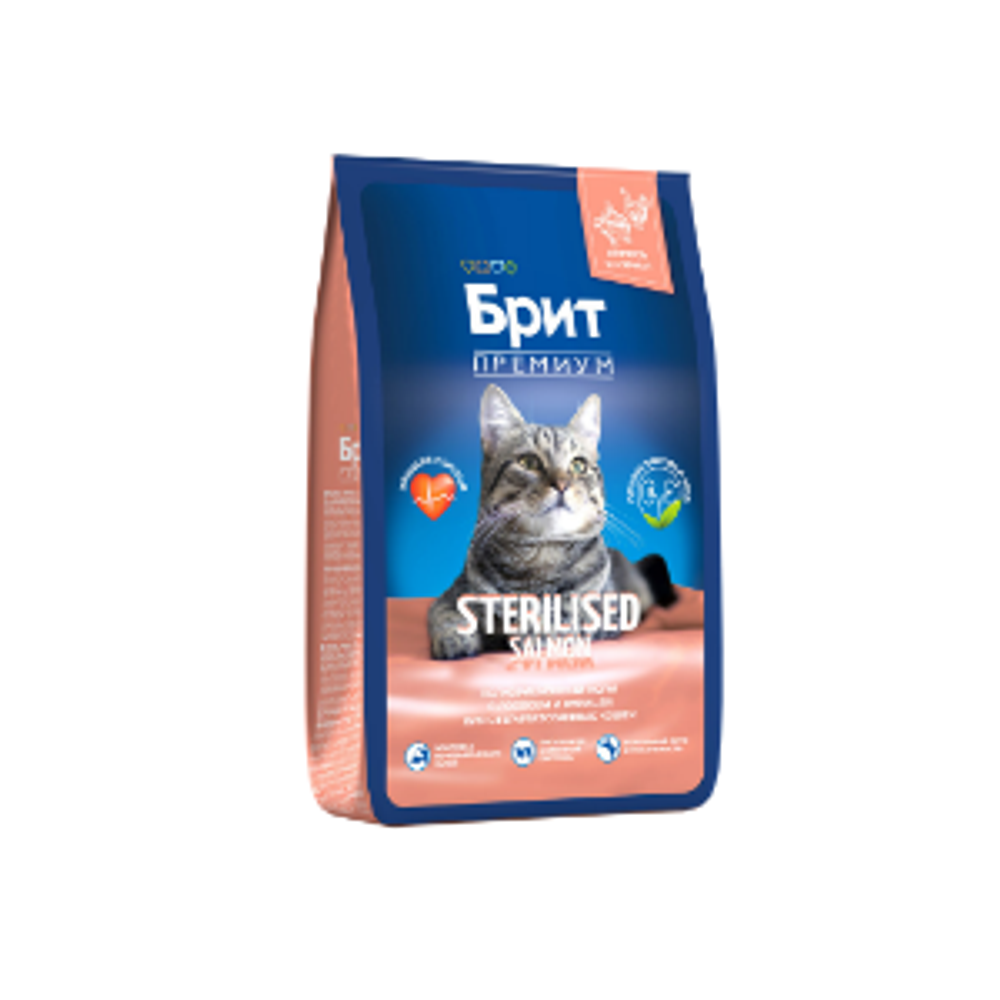 Сухой корм для стерилизованных кошек Brit Premium Cat 0,4кг Sterilized Salmon & Chicken лосось и курица