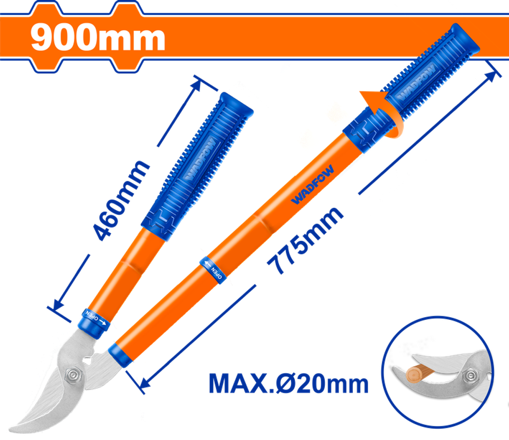 Кусторез с телескопическими ручками 580-900 мм (12) WADFOW WPR1E79