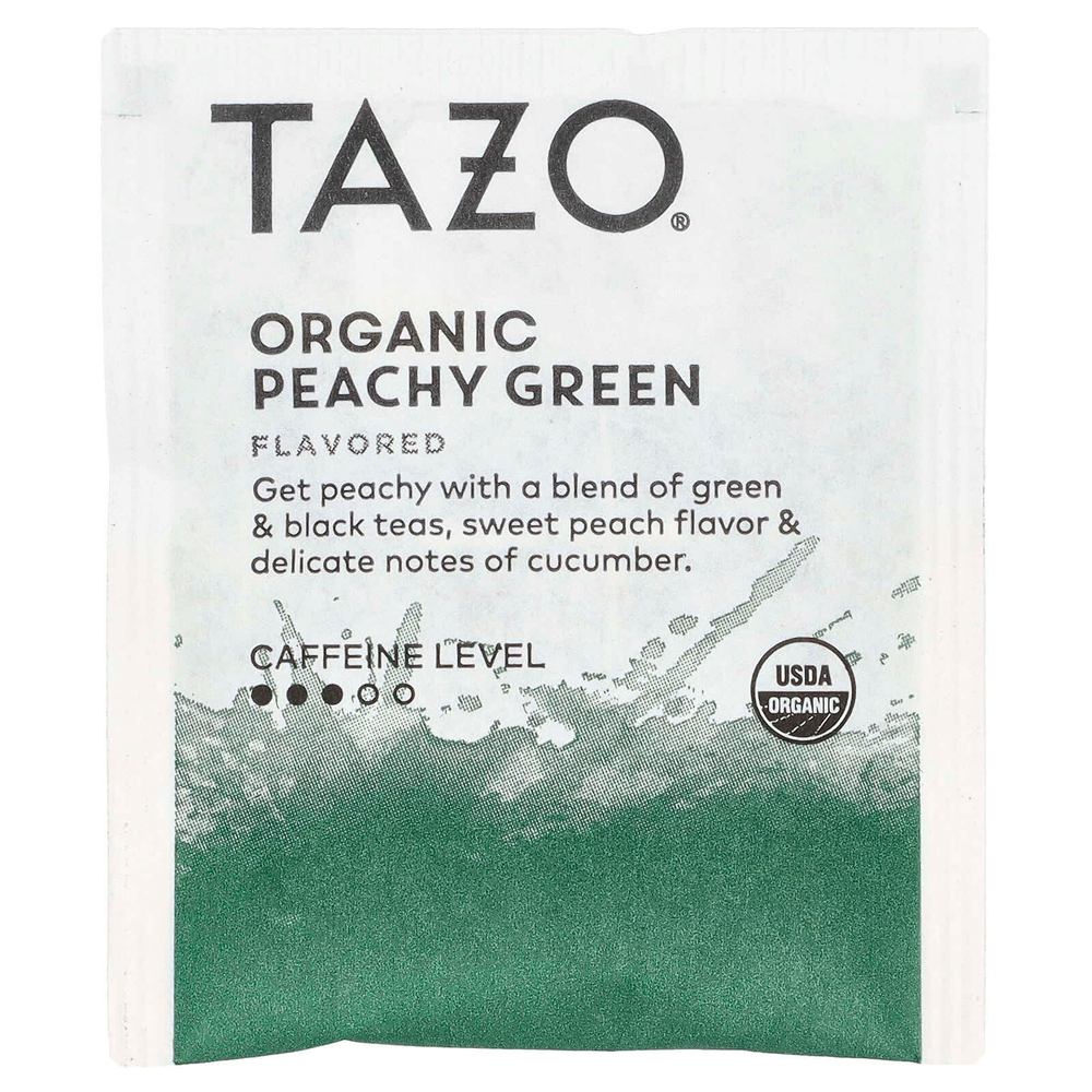 TAZO, Органический зеленый чай, персиково-зеленый, 20 чайных пакетиков, 40 г (1,4 унции)