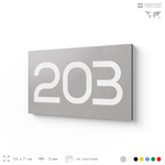Номер на дверь 203, табличка на дверь для офиса, квартиры, кабинета, аудитории, склада, серый 120х70 мм, Айдентика Технолоджи