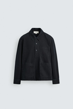 ZARA ДЖИНСОВАЯ РУБАШКА-ПОЛО, ВЫЦВЕТШИЙ СИНИЙ