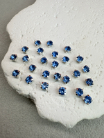 Шатоны 4 мм, Сапфир в серебре, 25 шт