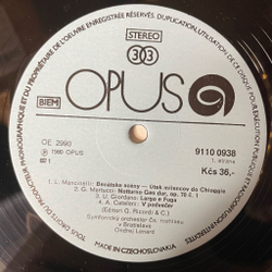 Винтажная виниловая пластинка LP Radio Symphony Orchestra Bratislava, Ondrej Lenard Italian Orchestral Masterpieces (Чехословакия 1980)