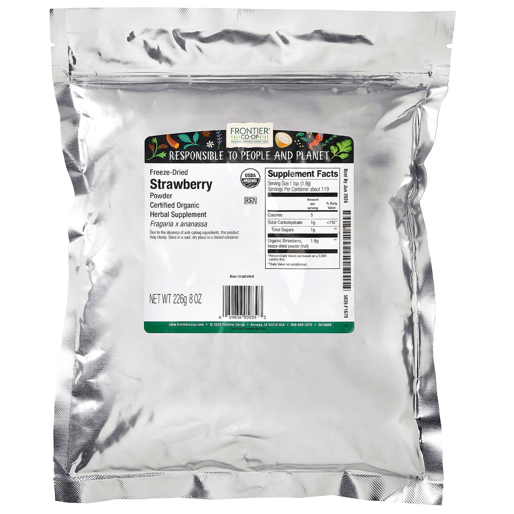 Frontier Co-op, органический порошок из сублимированной клубники, 226 г (8 унций)