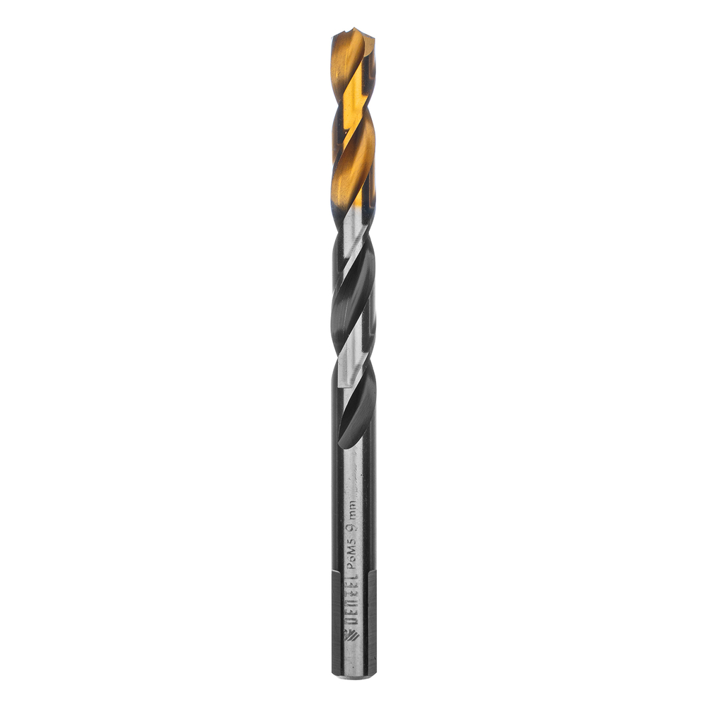 Сверло спиральное по металлу 9 x 125мм, Р6М5, Golden Tip, многогранная заточка Denzel