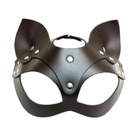 Коричневая кожаная маска с ушками Кошка БДСМ Арсенал 58015