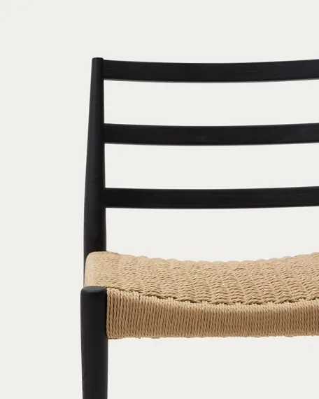 Стул Analy из массива дуба с черной отделкой и сиденьем из 100% веревки