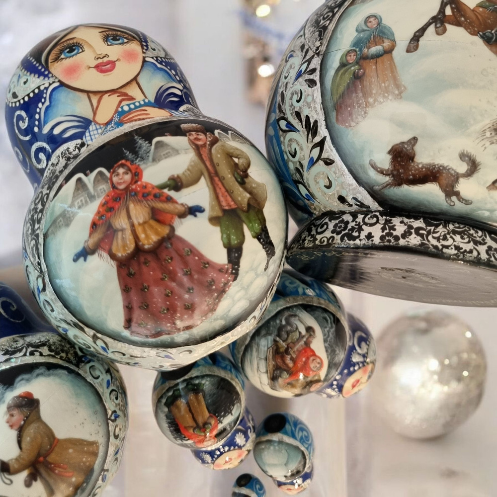 Матрешка 16см "Русская зима" 7 мест