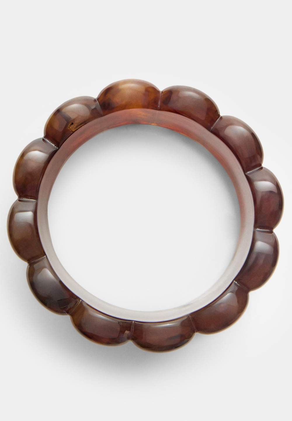 STRADIVARIUS Жесткий браслет с рельефным дизайном, горчичный