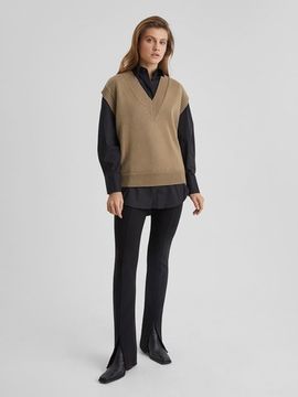 AIM из хлопка с V образным вырезом, светлый хаки.