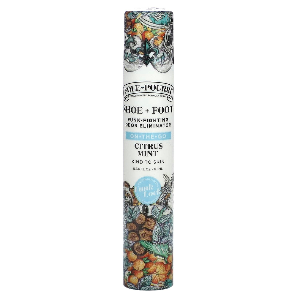 Poo-Pourri, Sole-Pourri™, средство для устранения запаха кожи и ног, с ароматом цитруса и мяты, 10 мл (0,34 жидк. унции)