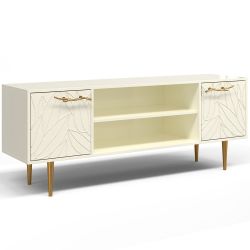 Тумба под ТВ Арт Колор leaves 155см Стайл Голд Кремовый белый