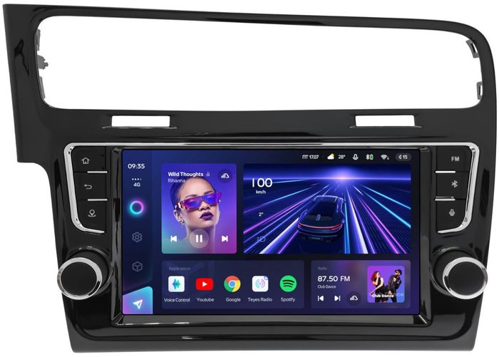 Магнитола для Volkswagen Golf 7 2012-2020 (рамка с крутилками и кнопками) - Teyes CC3L на Android 10, CarPlay, 4G SIM-слот