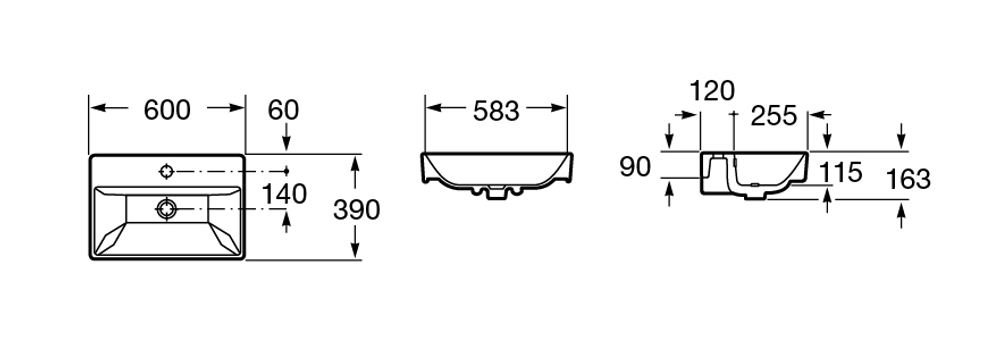 Раковина Roca Oleta 60х39 1 отверстие, 600х390 3274C400Y