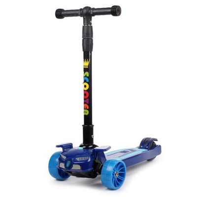 Самокат 3-х колесный, свет, звук, 03Д (синий)