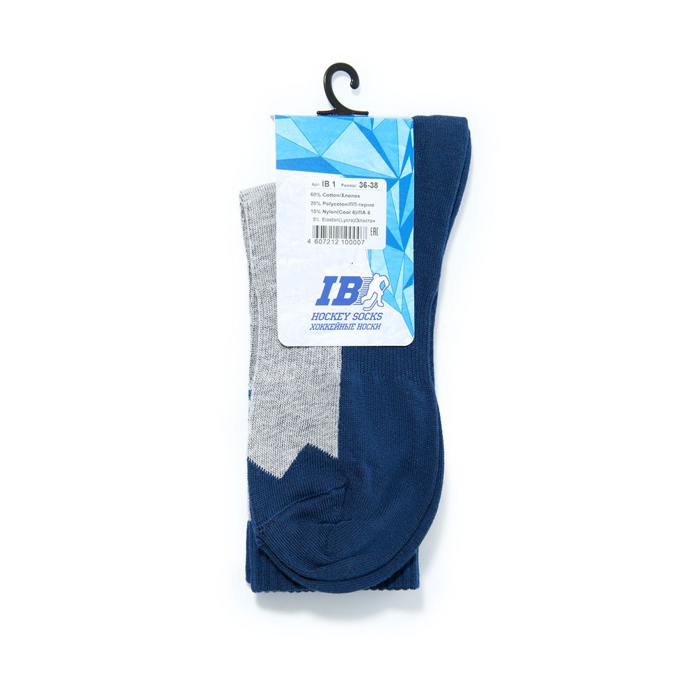 Носки тонкие IB Hockey IB-1, SH-IB-1-39-41, р. 39-41, хлопок, поликолон, нейлон, эластан,серо-синий