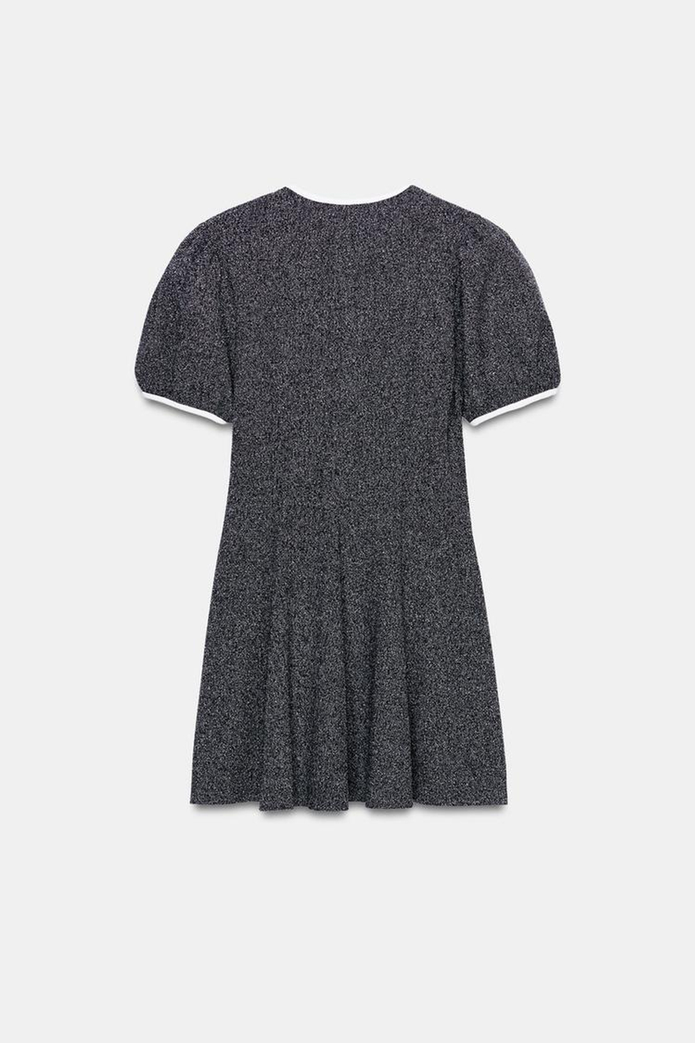 ZARA МИНИ-ПЛАТЬЕ С БАНТОМ, ТЕМНО-СИНИЙ/БЕЛЫЙ