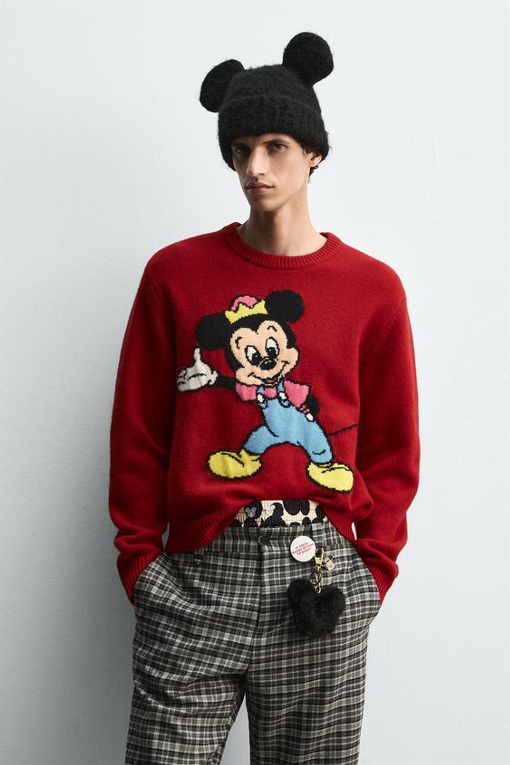 ZARA HARRY LAMBERT X DISNEY ШЕРСТЯНОЙ ДЖЕМПЕР С ПРИНТОМ, КРАСНЫЙ