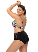 Раздельный купальник plus size с принтом на лифе (Размер: 75G/38) (Цвет: разноцветный)