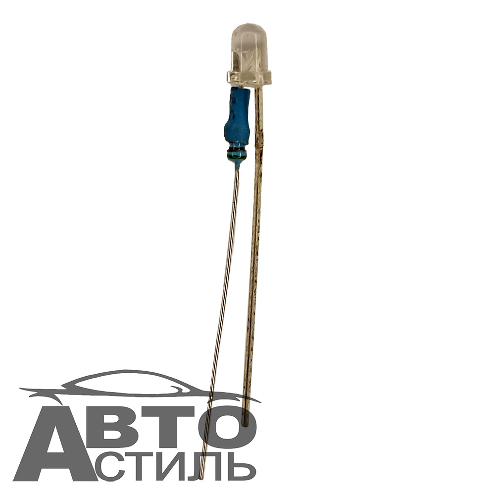 Светодиод 12V T 4  в щиток приборов в кнопки с длинными усиками (синий)