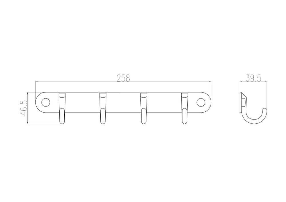 Вешалка с 4 крючками для ванной WONZON & WOGHAND, Хром (WW-9384-4)