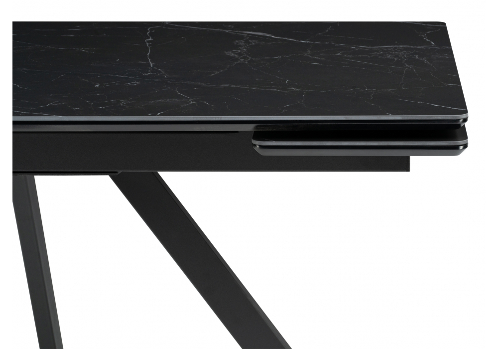 Керамический стол Woodville Вилли 140(200)х80х75 черный мрамор shakespeare black, черный, ножки черные