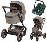 Детская коляска Maxi-Cosi Fame 3 в 1 с автокреслом CabrioFix Essential green Twillic Truffle/Трюфель(беж)