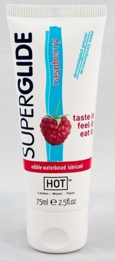 Съедобный лубрикант на водной основе с ароматом малины, 75 мл.