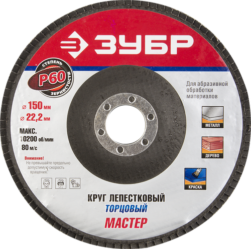 36592-150-60 Круг шлифовальный лепестковый торцевой, P60, 150х22,2мм