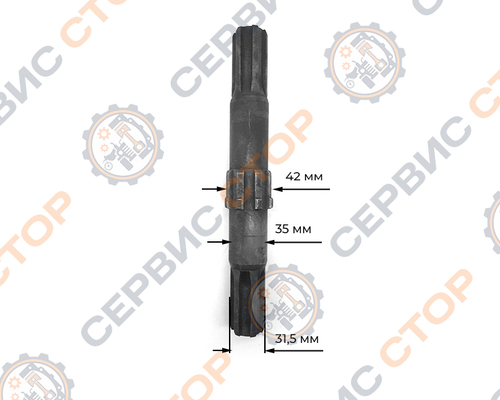 Вал вторичный редуктора почвофрезы с шестеренчатым приводом Z-6 L-270 мм