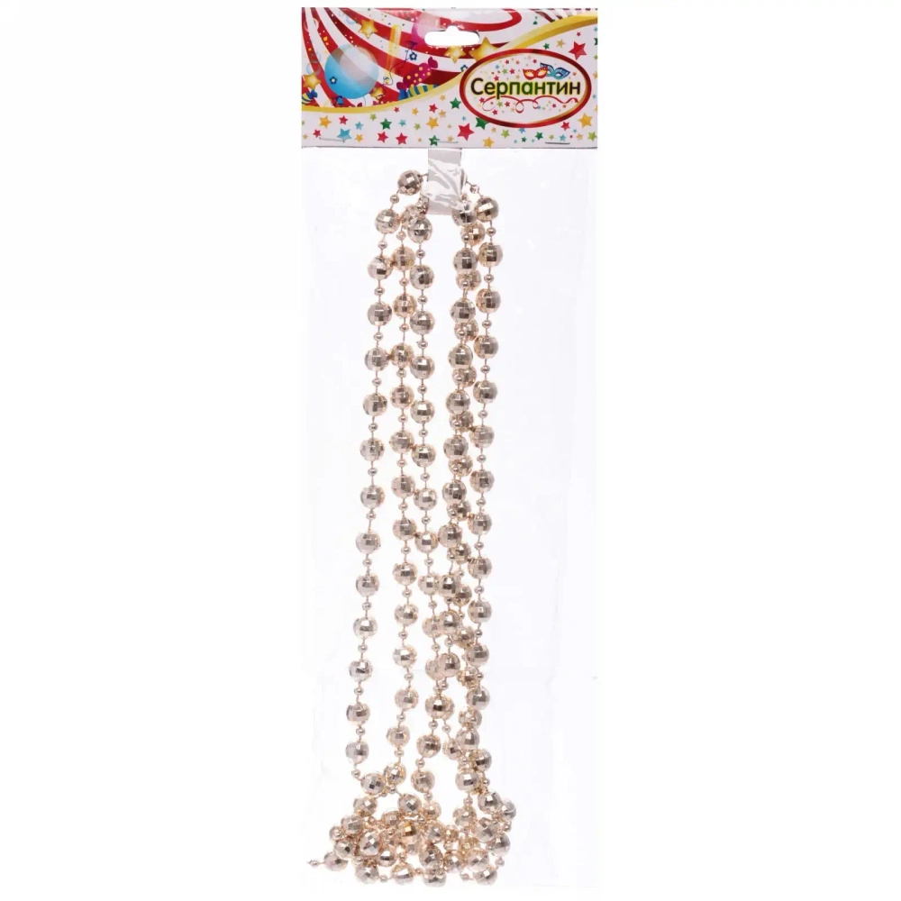 Бусы на ёлку 2м «Капельки», Розовое золото