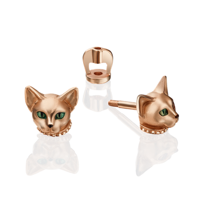 Серьги-пусеты «Кошки» из красного золота c эмалью 02-4335-00-000-1110-25