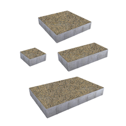 Тротуарная плитка ГРАНДО - Гранит+ Желтый с черным, комплект из 4 видов плит