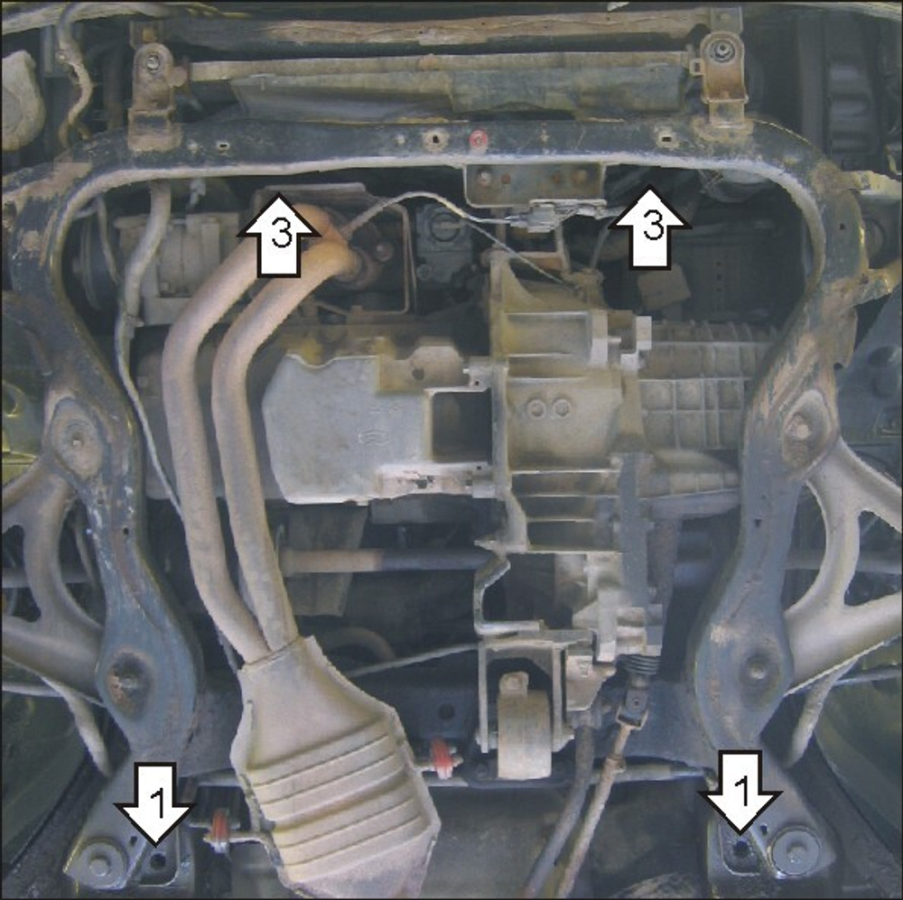 Защита картера Двигателя, КПП. 2 мм, Сталь. для Ford Mondeo II 1996-2000 MOTODOR.00705