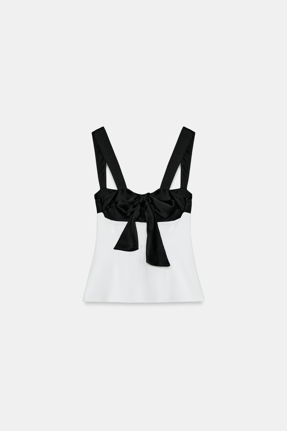 ZARA КОМБИНИРОВАННЫЙ ТОП С ЗАВЯЗКАМИ СЗАДИ, БЕЛЫЙ
