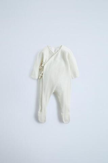 ZARA КОМБИНЕЗОН-КИМОНО ИЗ КАШЕМИРА, ЭКРЮ