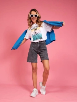 Футболка белая базовая с принтом лето 2023 большие размеры