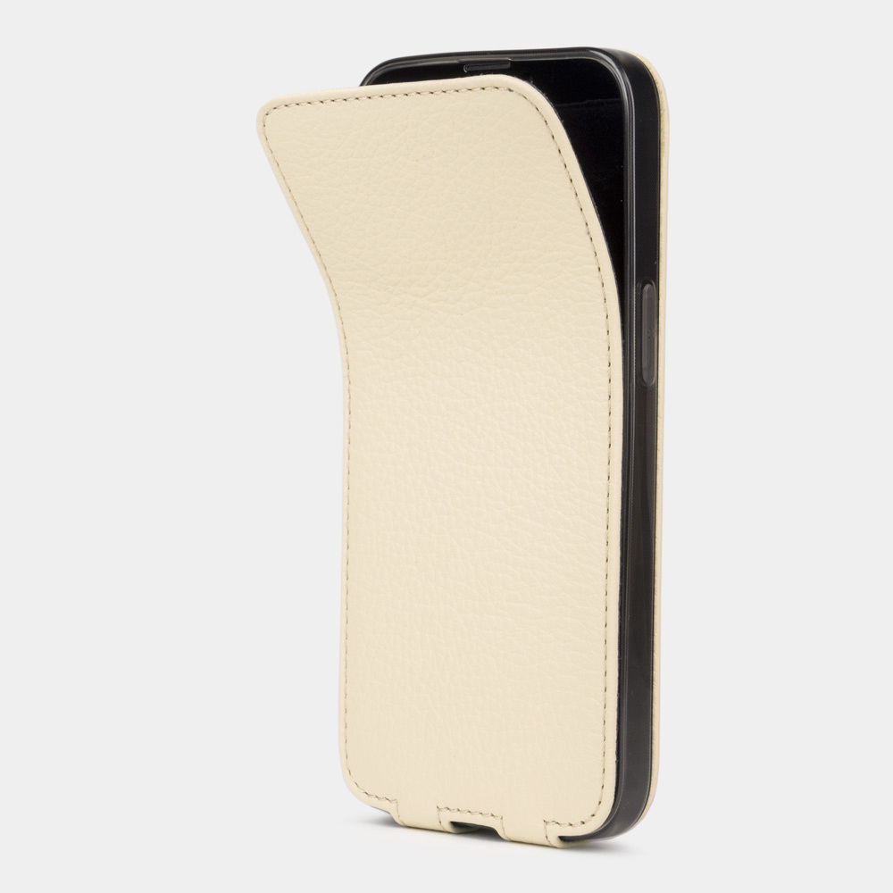 Чехол кожаный для iPhone 13 Pro молочного цвета