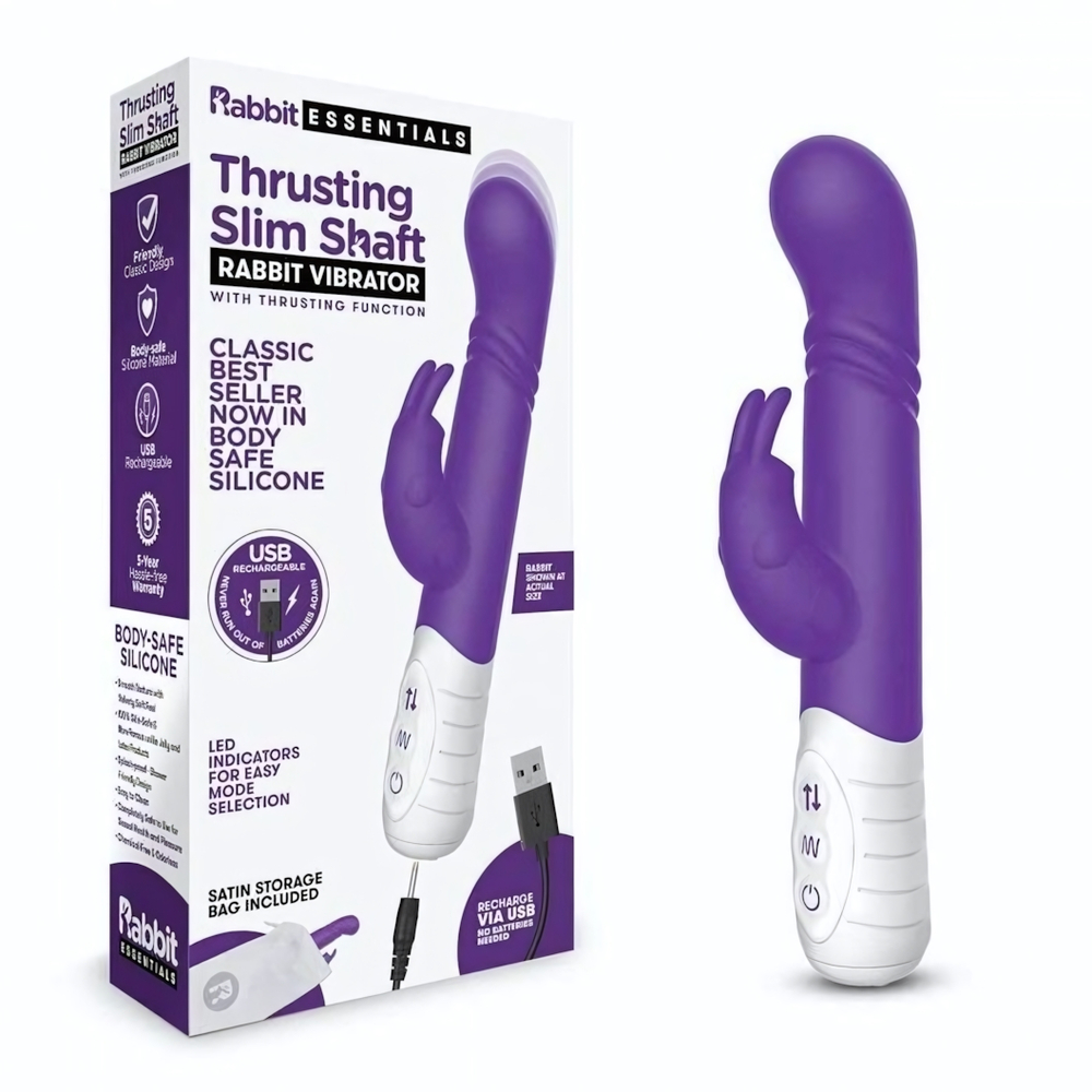 Фиолетовый массажер для G-точки Slim Shaft thrusting G-spot Rabbit - 23 см. (Цвет: фиолетовый)