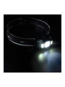 Фонарь аккумуляторный налобный AccuH3-L5W-bk LED 5Вт + 2хRED SMD IP54 5 режимов: 100проц. 180лм 3.5ч/50проц. 110лм 5.5ч/30проц. 65лм 15ч/красн. 28ч/мигающ. красн. 12ч аккум. управл. жестами черн. JazzWay 5036703