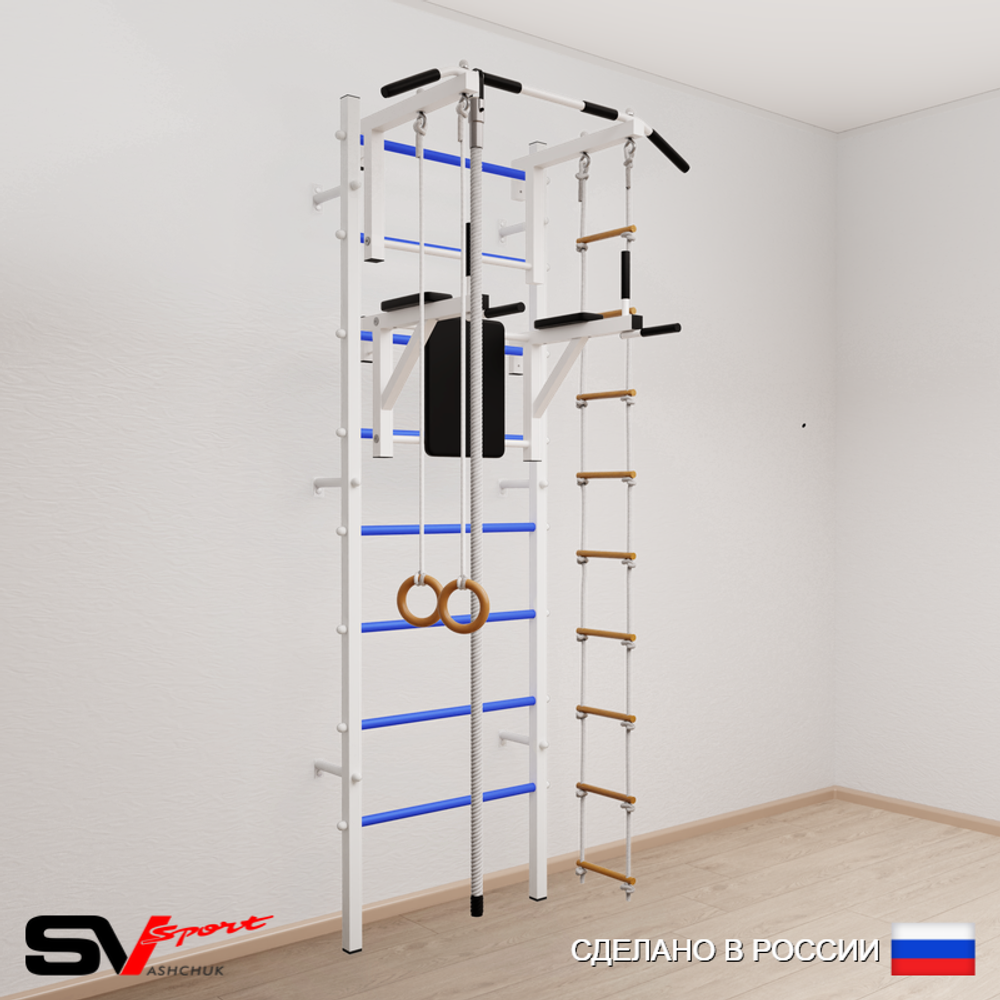 Шведская стенка Sv Sport усиленная 604 (Турник стандарт/Брусья/Канат/Кольца/Лестница)