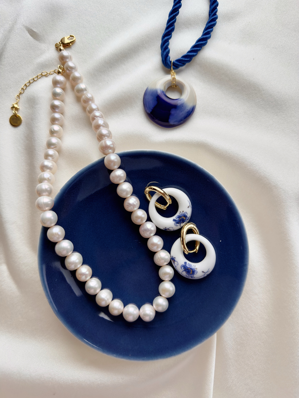 Серьги Гжель бублики